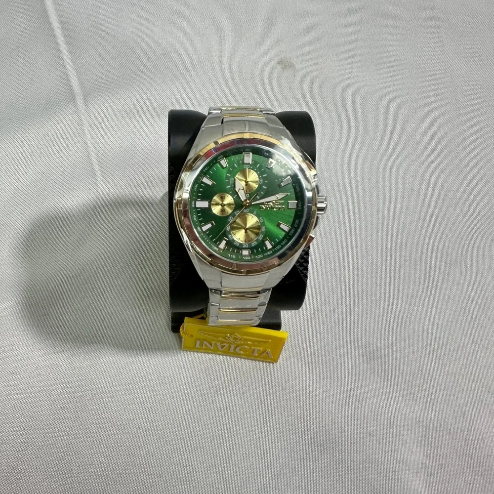 NWT Invicta 49084 Chronograph Watch Men's Silver Gold Green Reserve Luxury